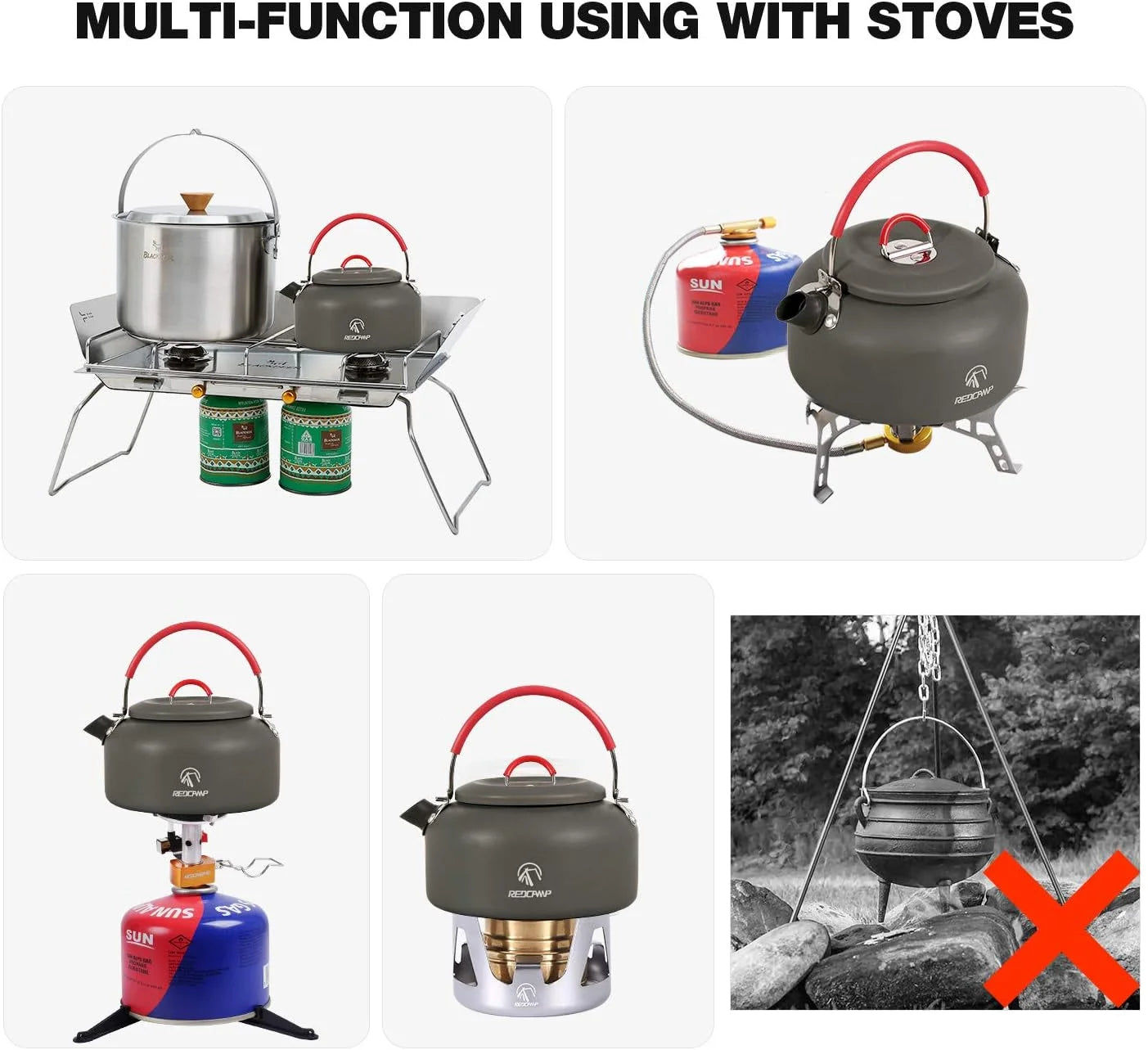 REDCAMP 0.8L Folding Camping Kettle with Carrying Bag A3528