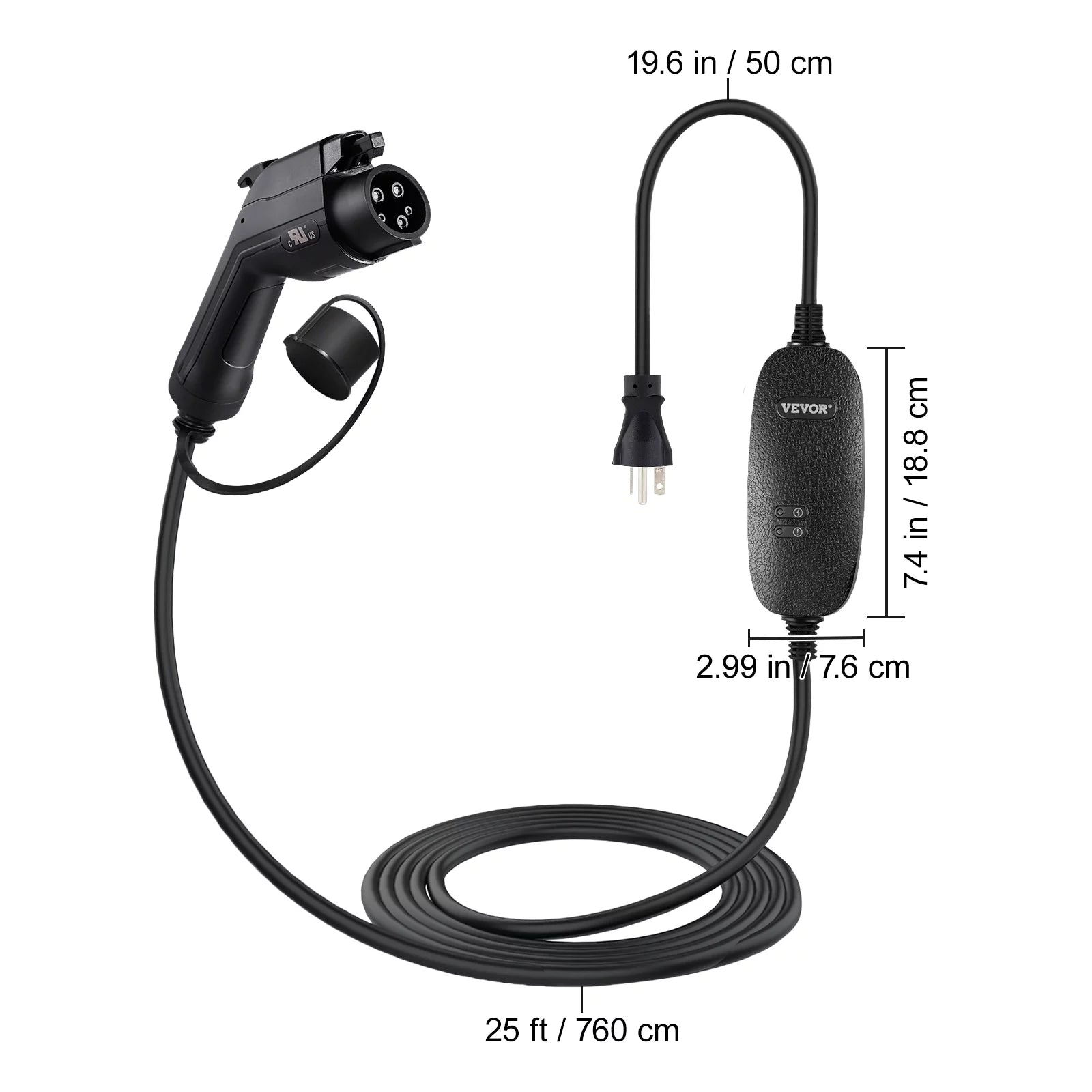 VEVOR Level 2 EV Charger, 16 Amp Portable with 25 ft Cable, J1772 Plug L434477