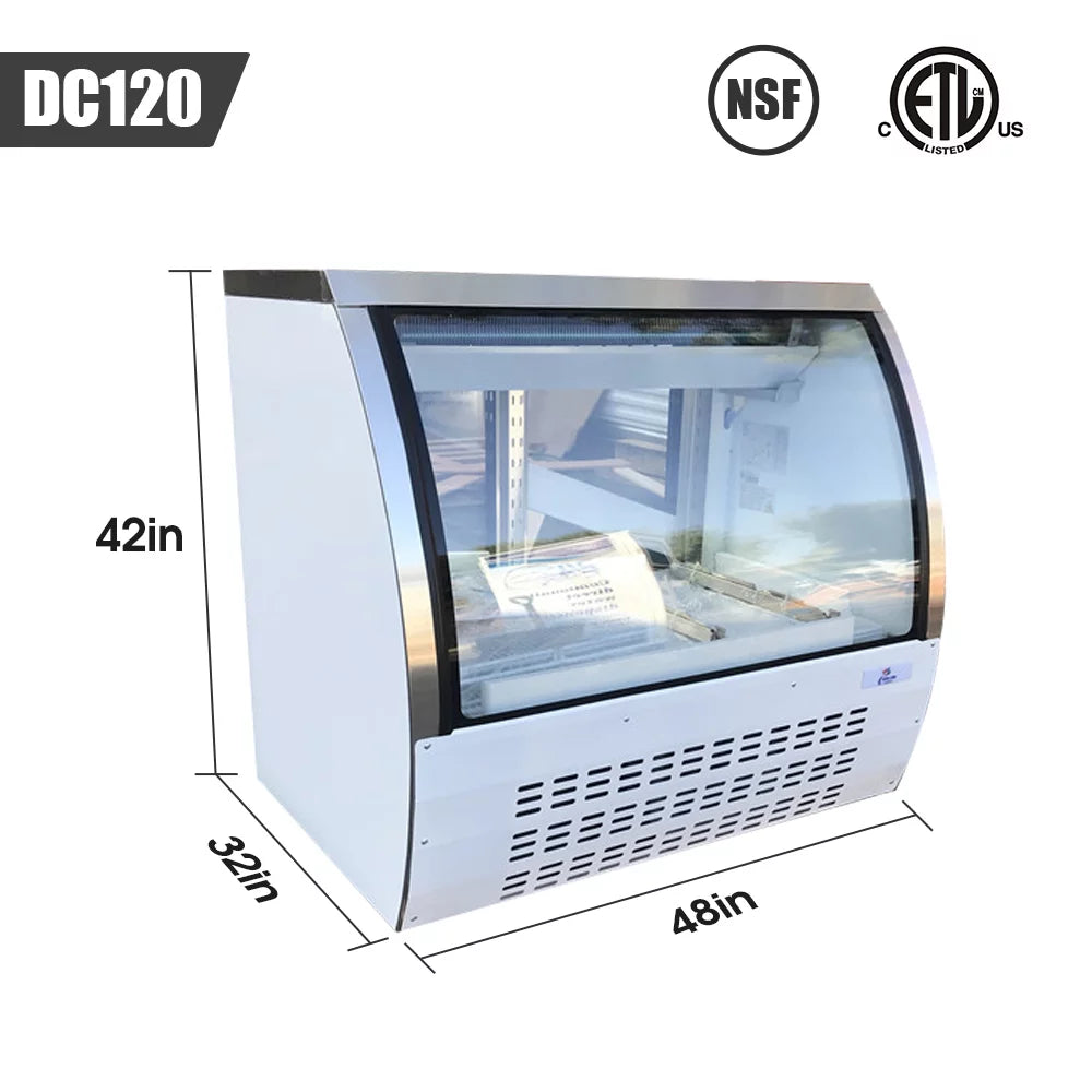 18 Cu Ft 48 in Deli Display Case Commercial Refrigerator with Curved Glass L6062