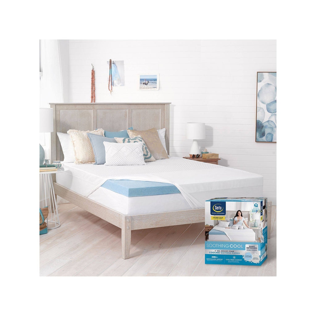 Serta 3-Inch Cool Gel Memory Foam Mattress Topper, White, King C63158