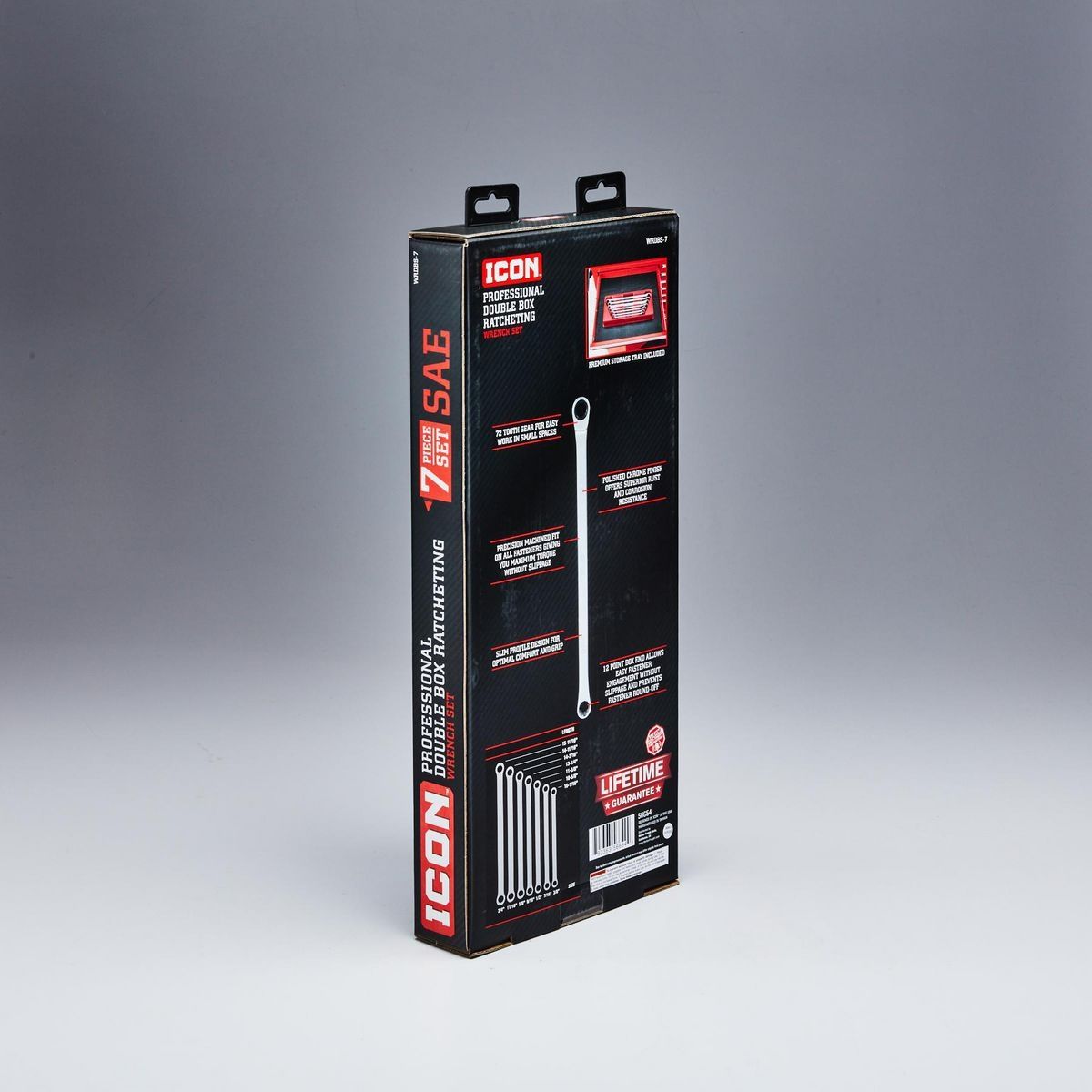 ICON Extra Long Professional SAE Double Box Ratcheting Wrench 7 Piece I19696