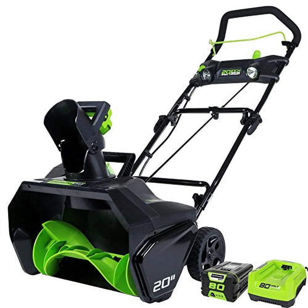 Greenworks Pro 80V 20-inch Brushless Battery Push Snow Blower with 2.0Ah Battery and Charger I18555