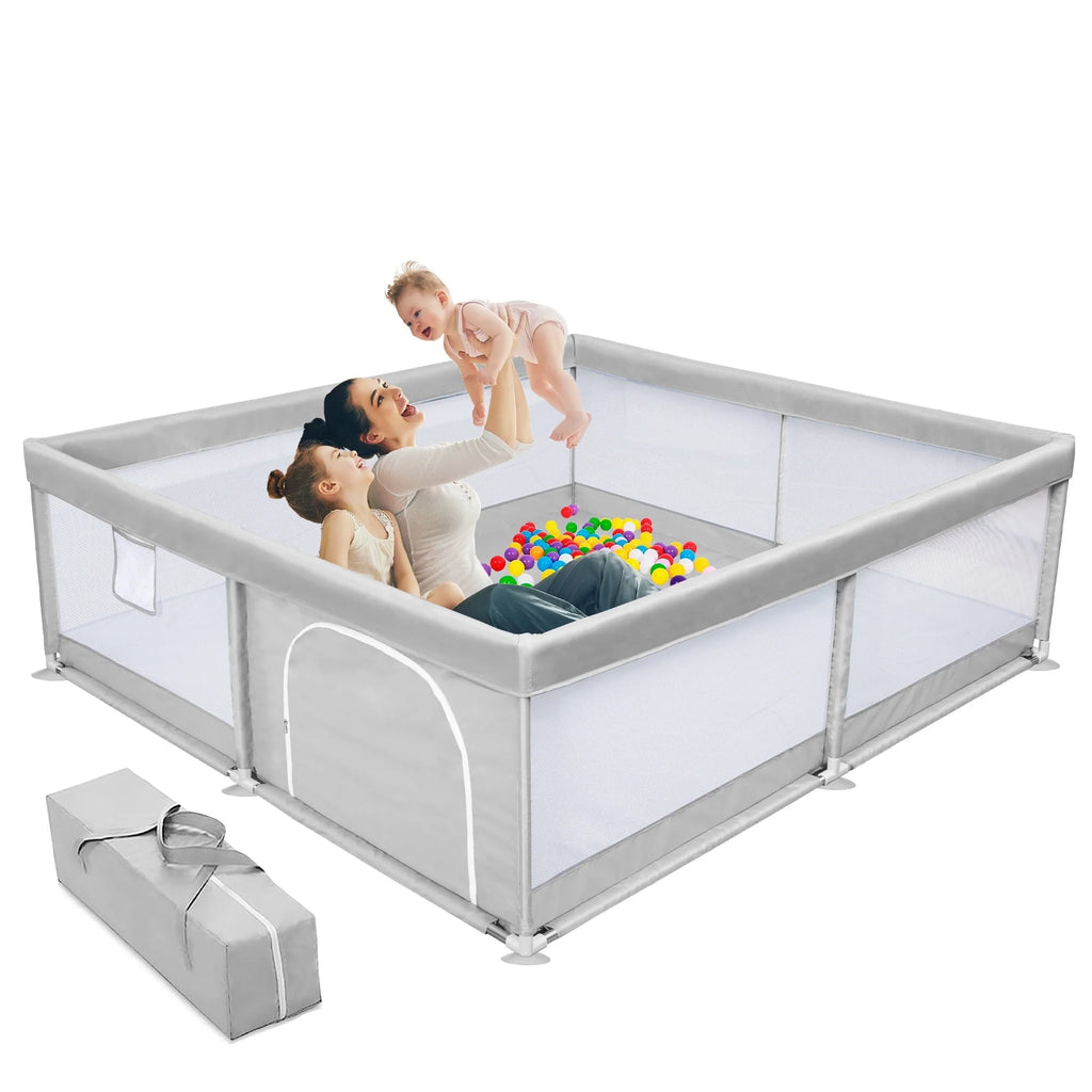 TEAYINGDE Baby Playpen Large Play Yard Fence for Toddlers,47x47 Gray