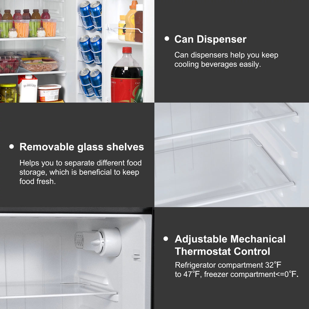 Galanz 4.6 Cu ft Two Door Mini Refrigerator with Freezer, Stainless Steel T8360