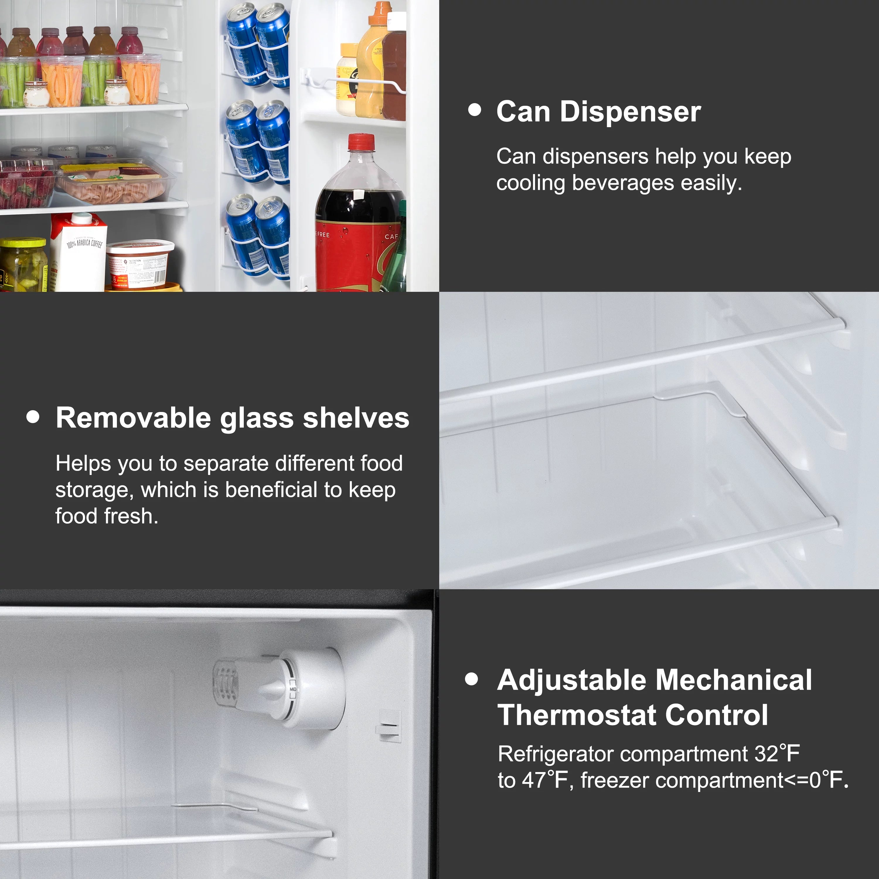 Galanz 4.6 Cu ft Two Door Mini Refrigerator with Freezer, Stainless Steel T8360