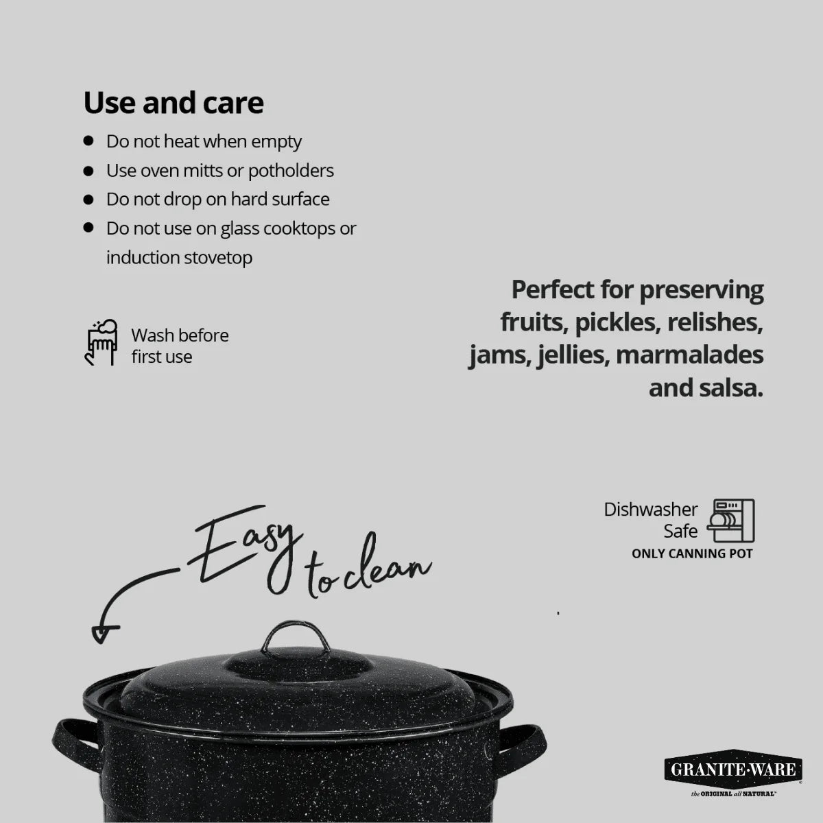 Granite Ware 21.5-Quart Water Bath Canner with Jar Rack U3249