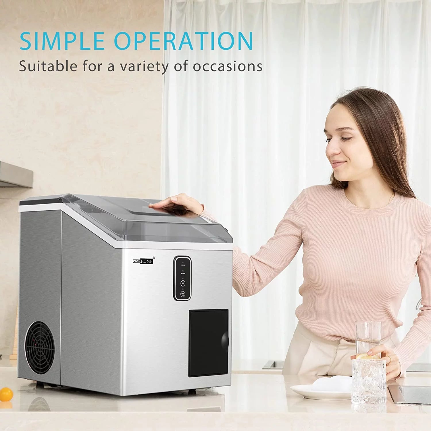 VIVOHOME 2 in 1 Countertop Ice Maker & Ice Shaver Machine A608