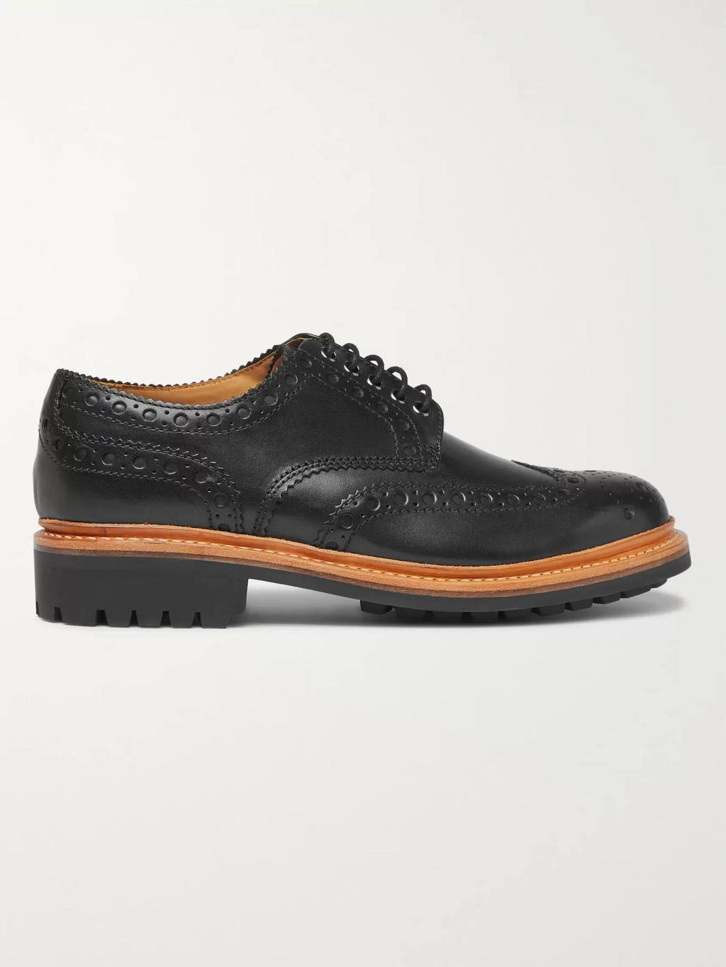 Grenson Men's Archie Leather Wingtip Brogues Black F690