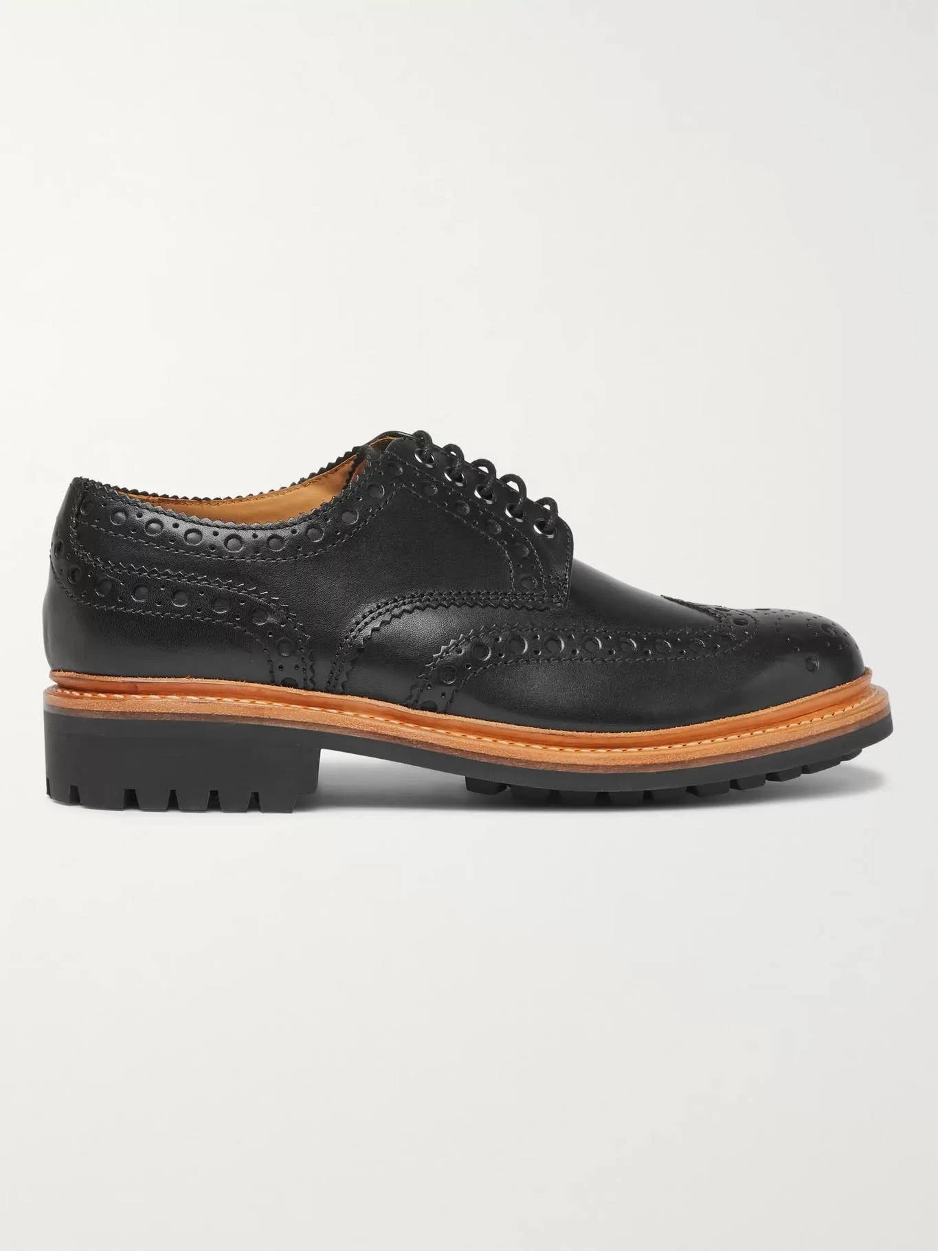 Grenson Men's Archie Leather Wingtip Brogues Black F690