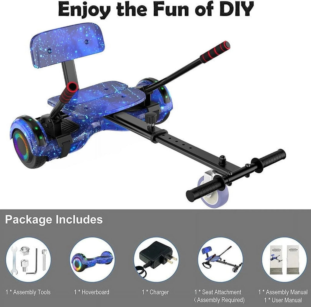LIEAGLE Hoverboard with Seat Attachment, 6.5 inch Self Balancing Scooter S62540