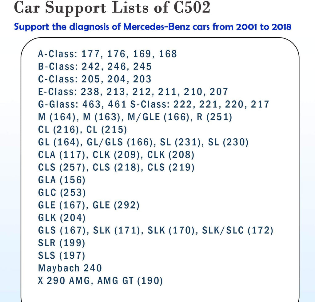 Creator C502 OBD2 Scanner for Mercedes Benz ABS SRS Transmission J56875