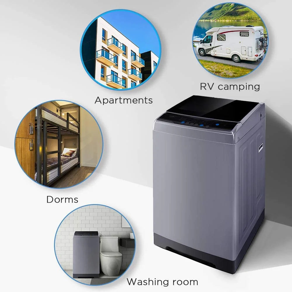 Comfee 1.6 Cu.ft Portable Washing Machine with Wheels, 6 Wash Programs, Magnetic Gray D938743