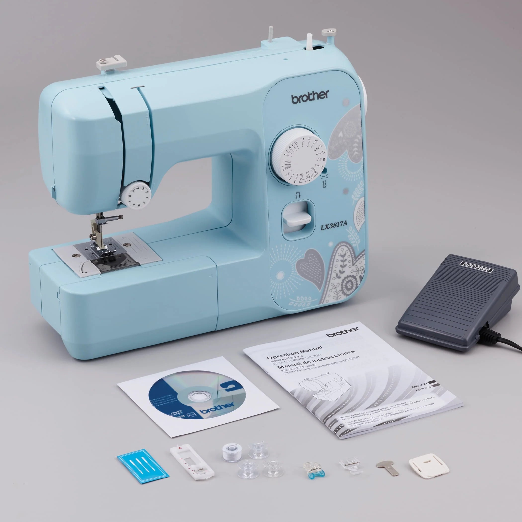 Brother LX3817 17-Stitch Portable Sewing Machine, White F765