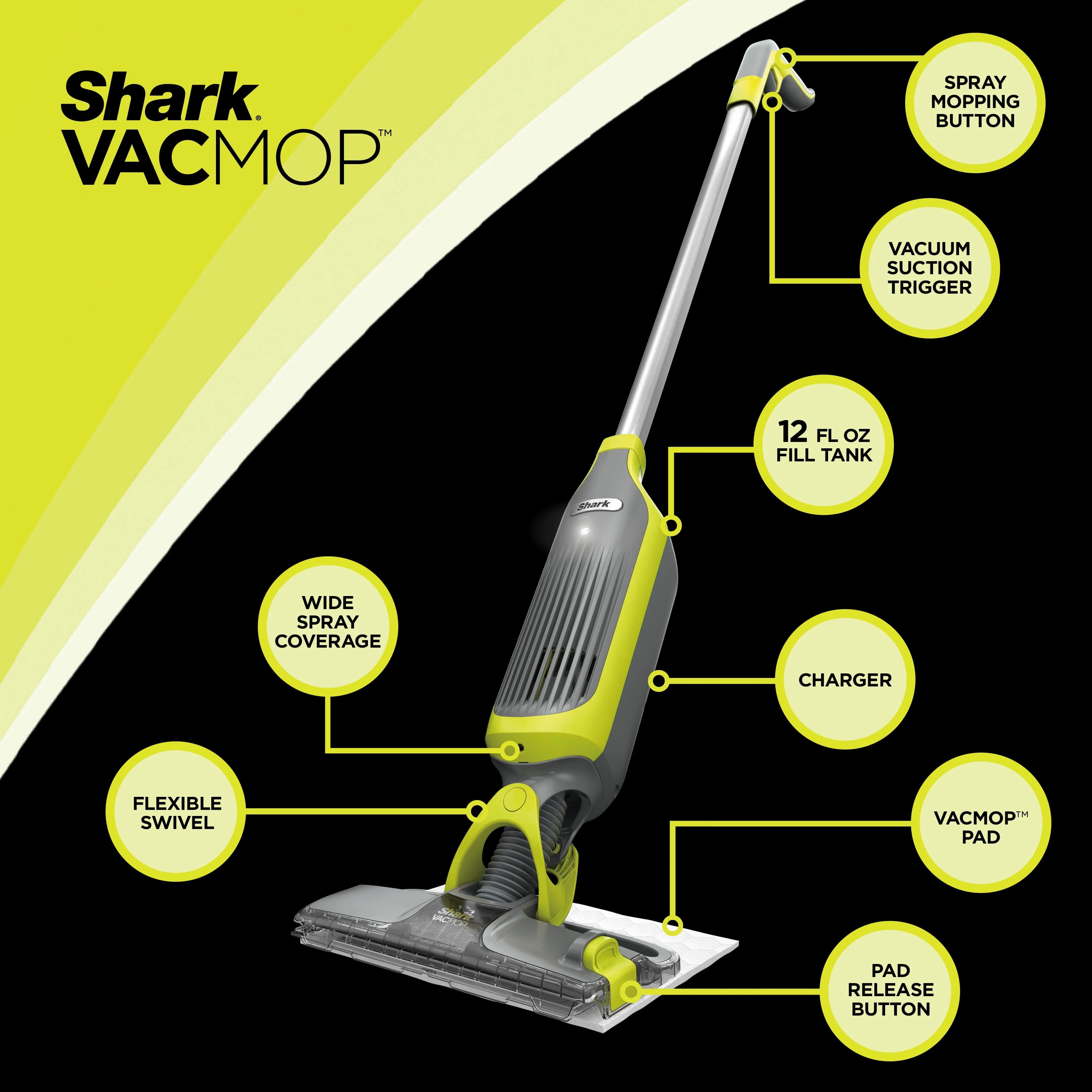 Shark VACMOP Cordless Hard Floor Vacuum Mop with Disposable Pads, VM200 A64175