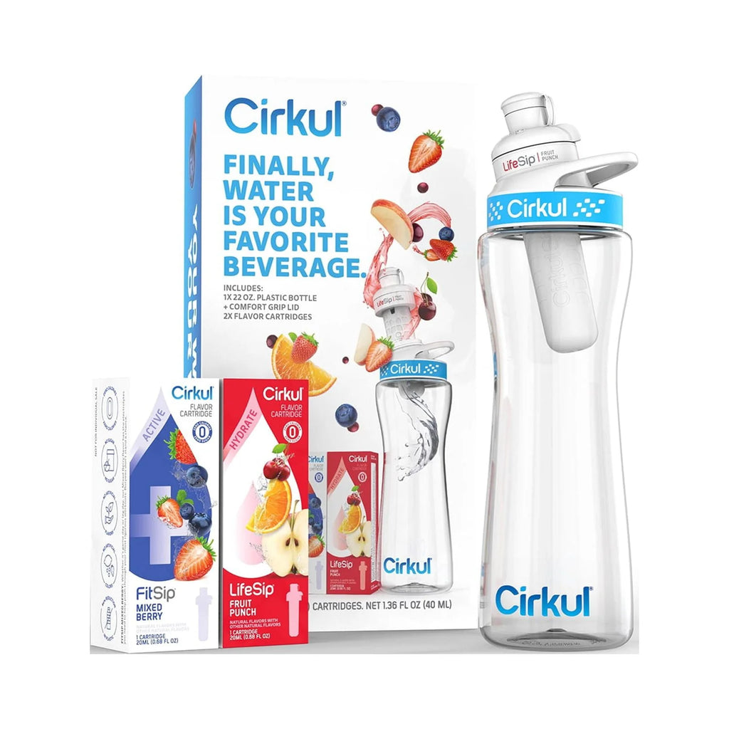 Cirkul 22oz Plastic Water Bottle Starter Kit with 2 Flavor Cartridges Z916327