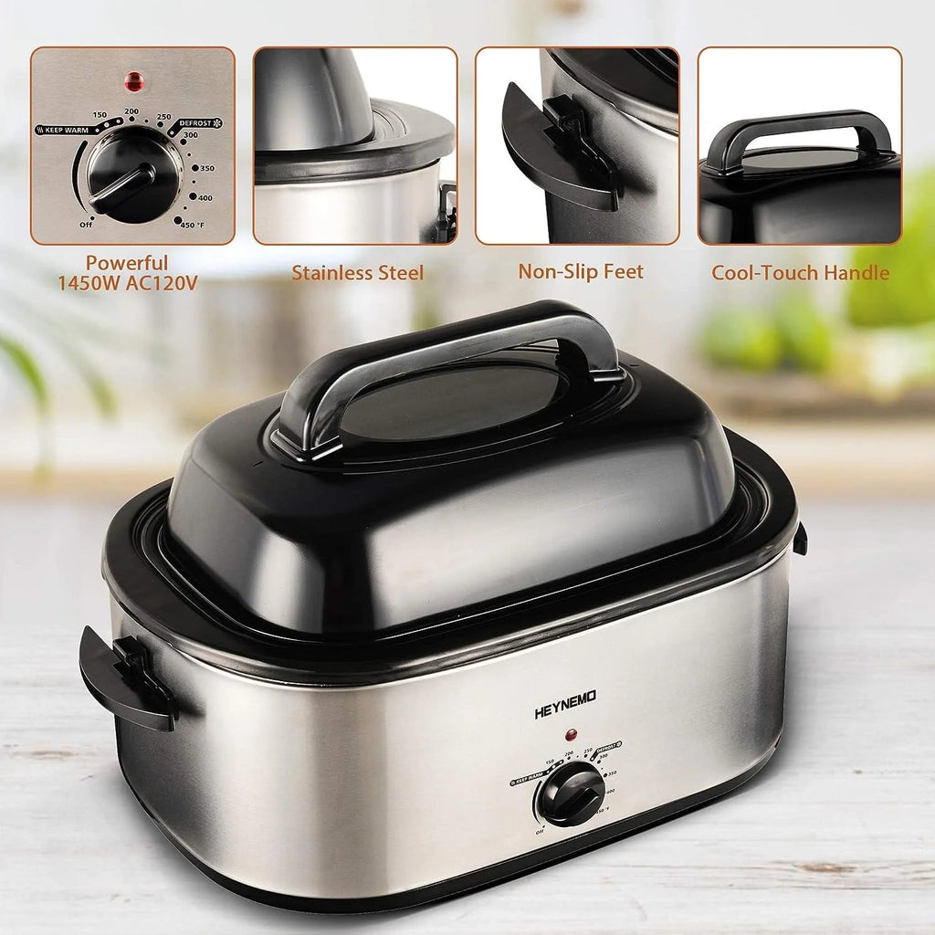 CozyHom 24 QT Electric Roaster Oven, Stainless Steel, Silver N862883