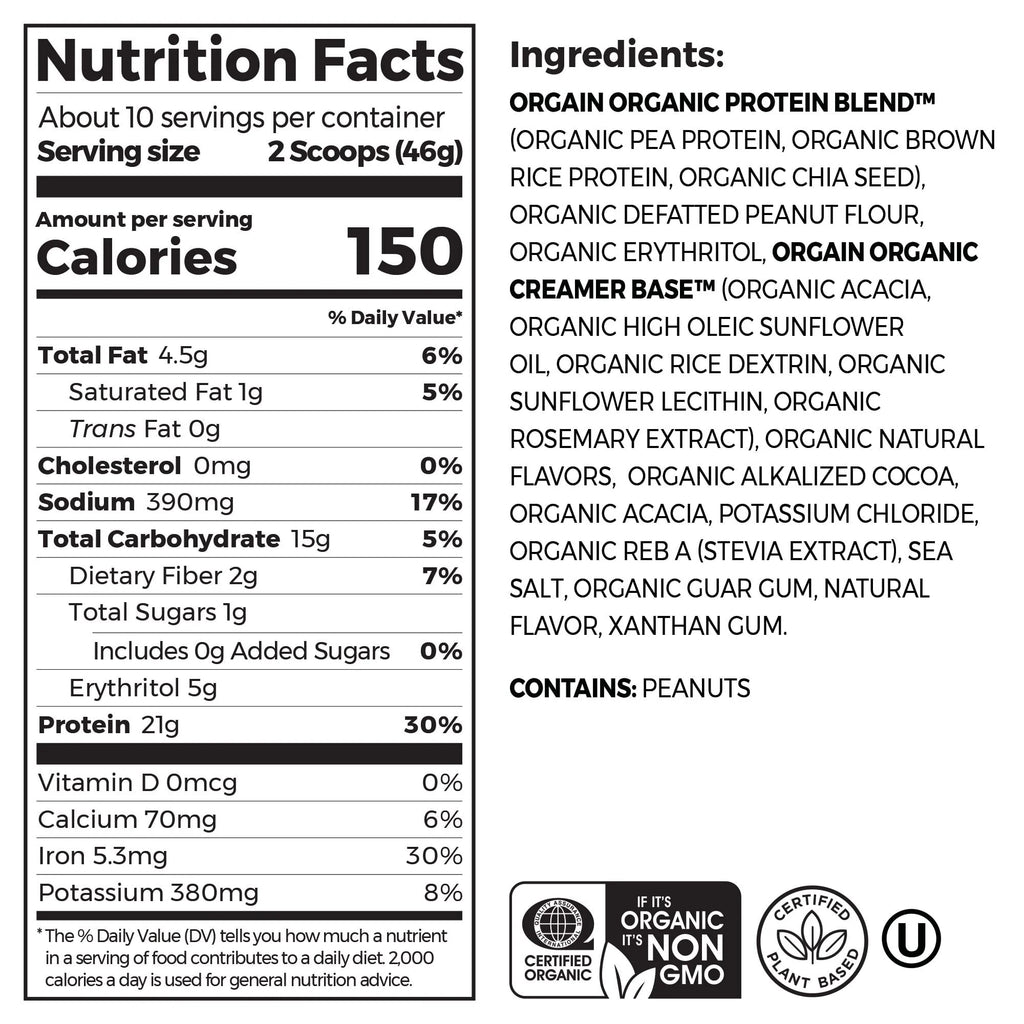 Orgain Organic Vegan Protein Powder, Chocolate Peanut Butter, 1.02lb U6377