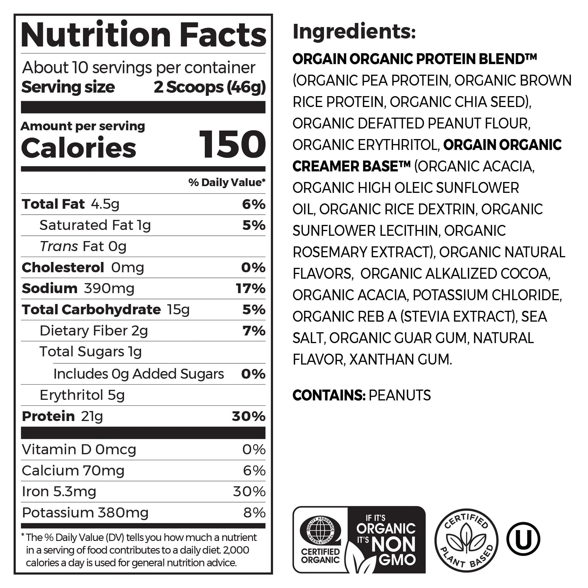 Orgain Organic Vegan Protein Powder, Chocolate Peanut Butter, 1.02lb U6377
