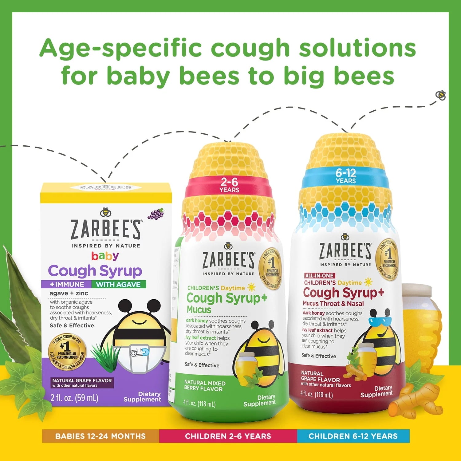 Zarbee's Kids Cough + Mucus Nighttime, Mixed Berry, 4FL Oz Q924