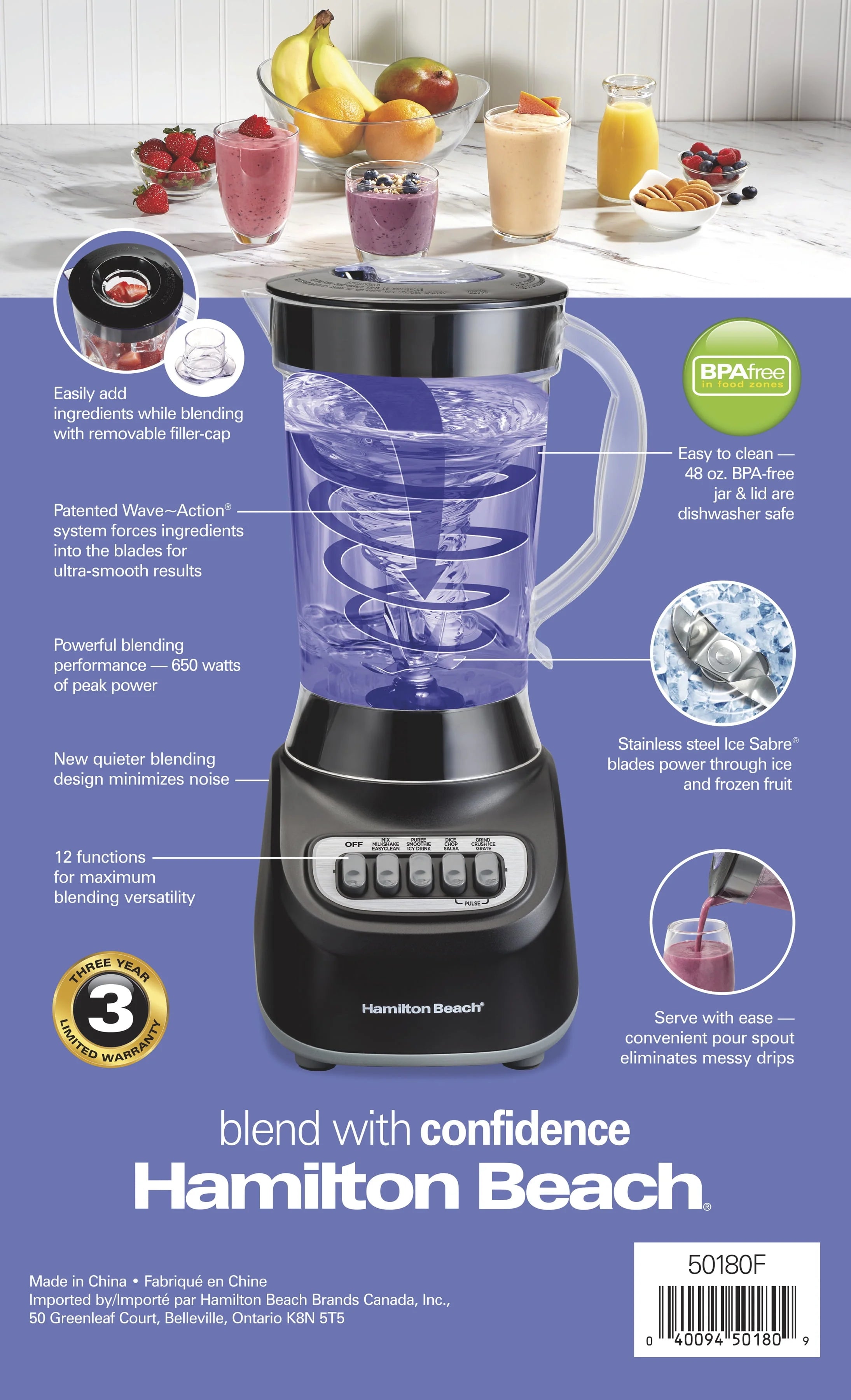 Hamilton Beach Smoothie Blender 48 oz Black N224