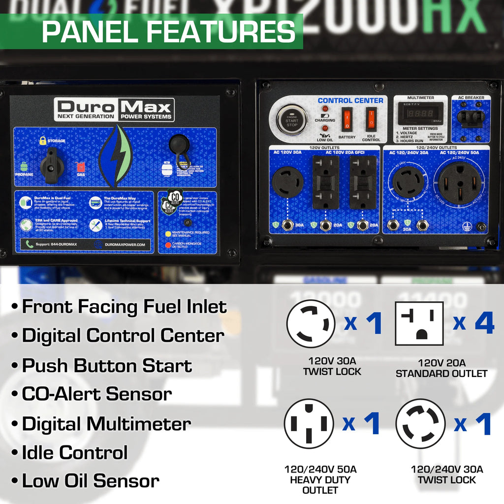 DuroMax-XP12000HX Dual Fuel Portable Generator 12000 Watt E58397