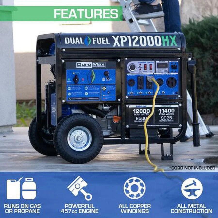 DuroMax-XP12000HX Dual Fuel Portable Generator 12000 Watt E58397
