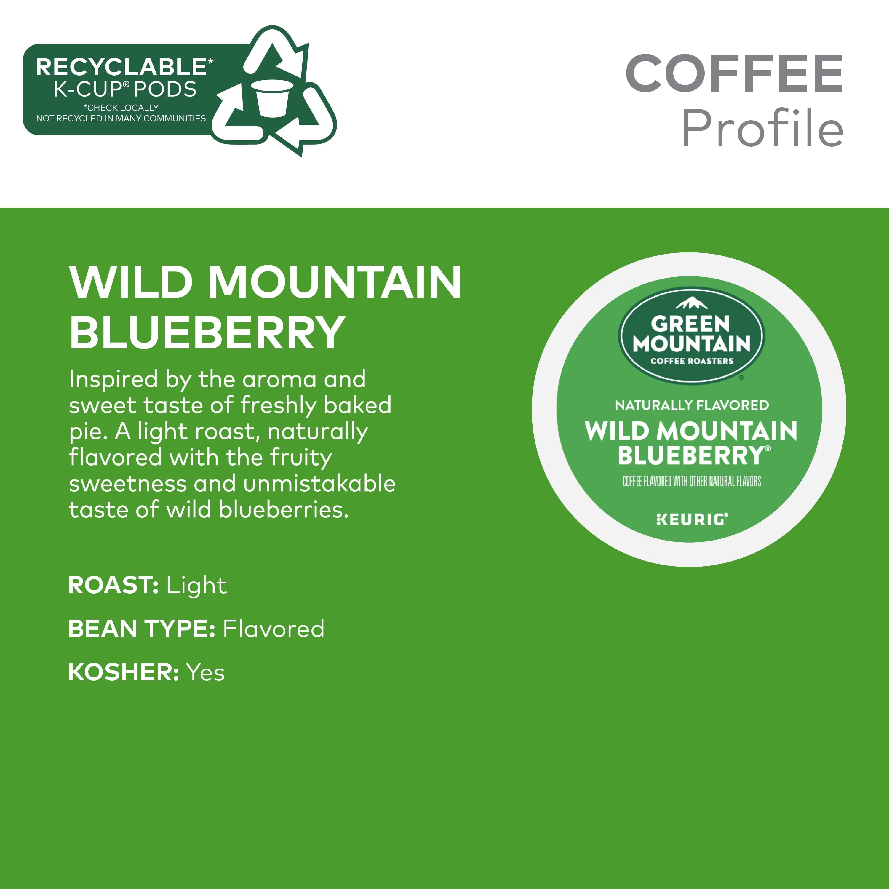 Green Mountain Coffee Roasters Wild Mountain Blueberry Light Roast K-Cup Pods, 24 Count N809599