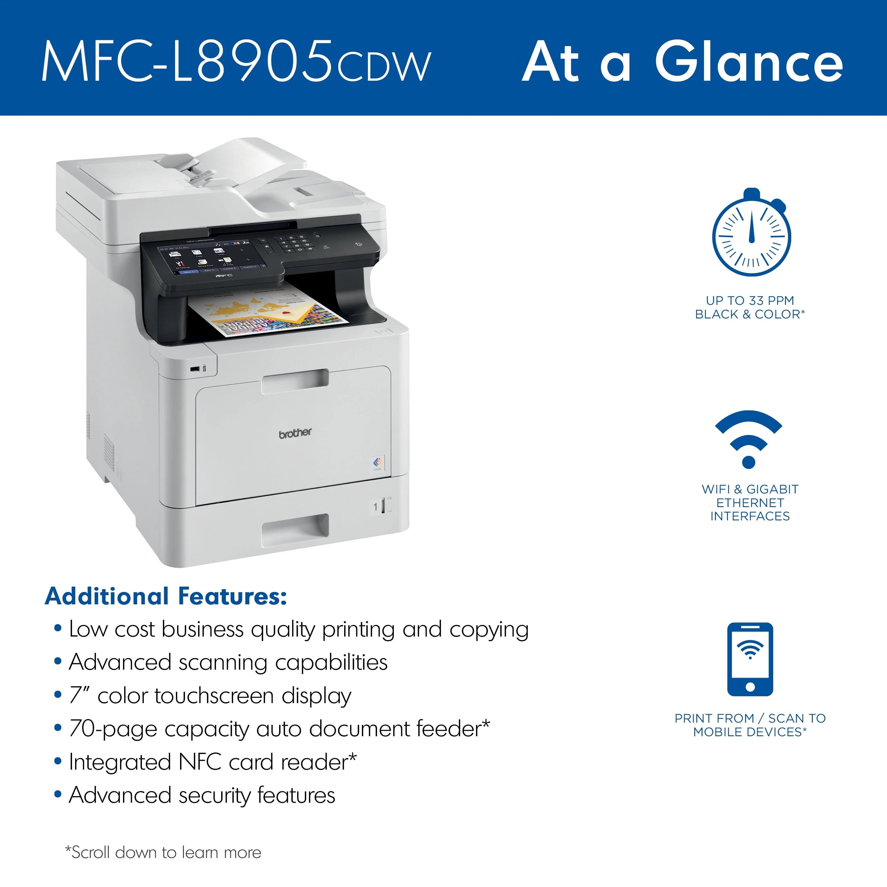 Brother MFC-L8905CDW Business Color Laser All-in-One Printer with Duplex and Wireless R704659