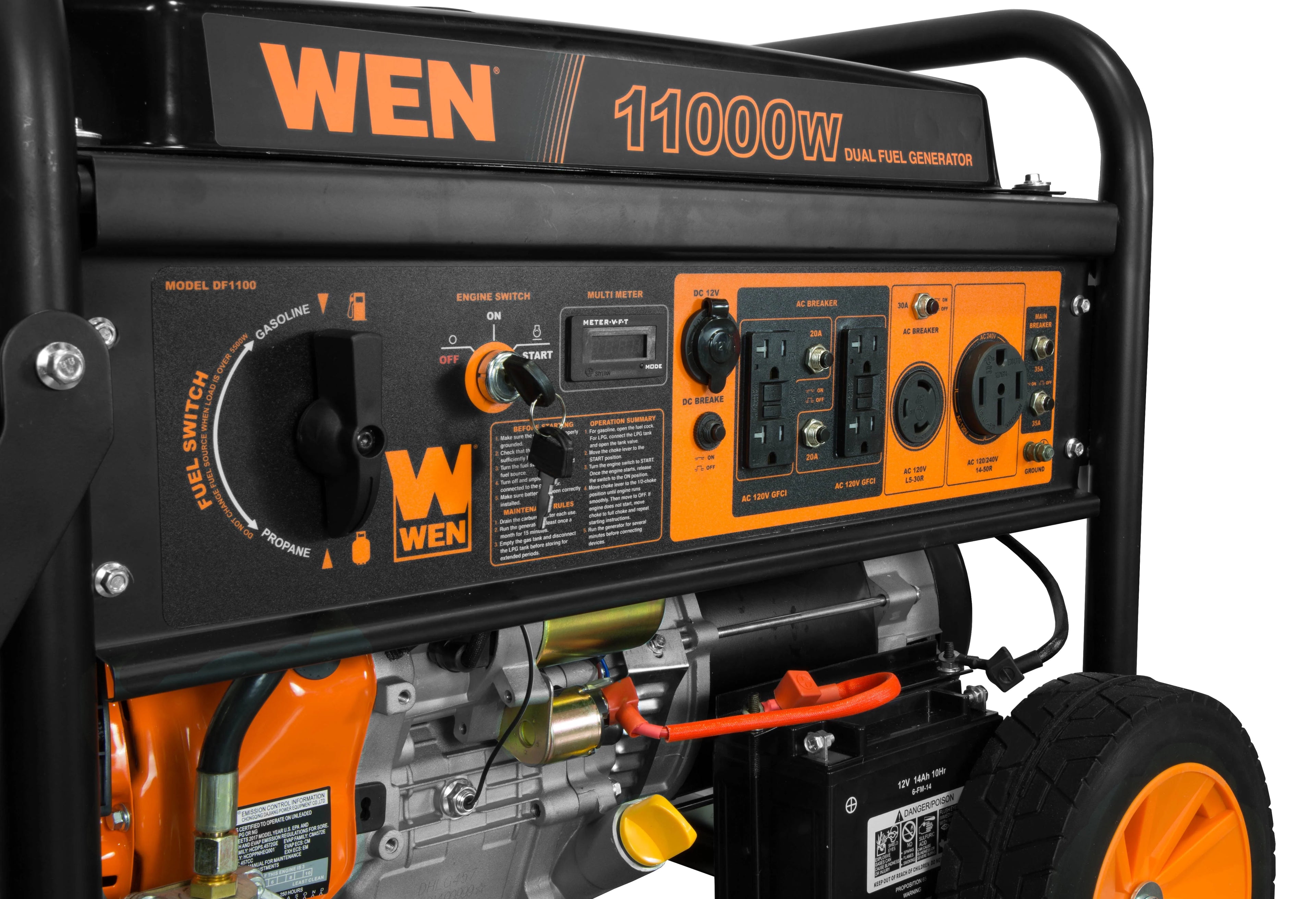 WEN 11,000-Watt Dual Fuel Portable Generator with Electric Start O506161