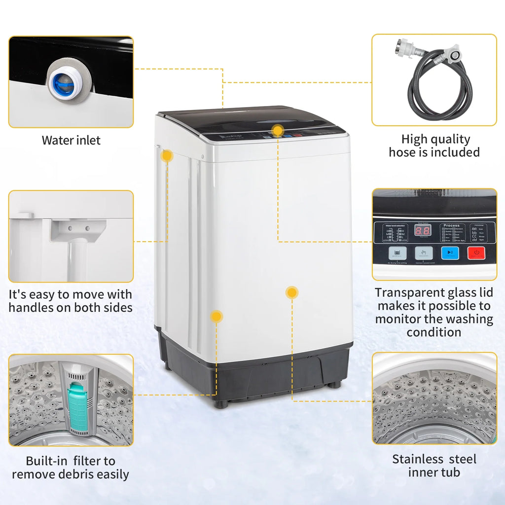 Portable Top Load Washing Machine with Drain Pump, 17.6 Lbs Capacity Y441616
