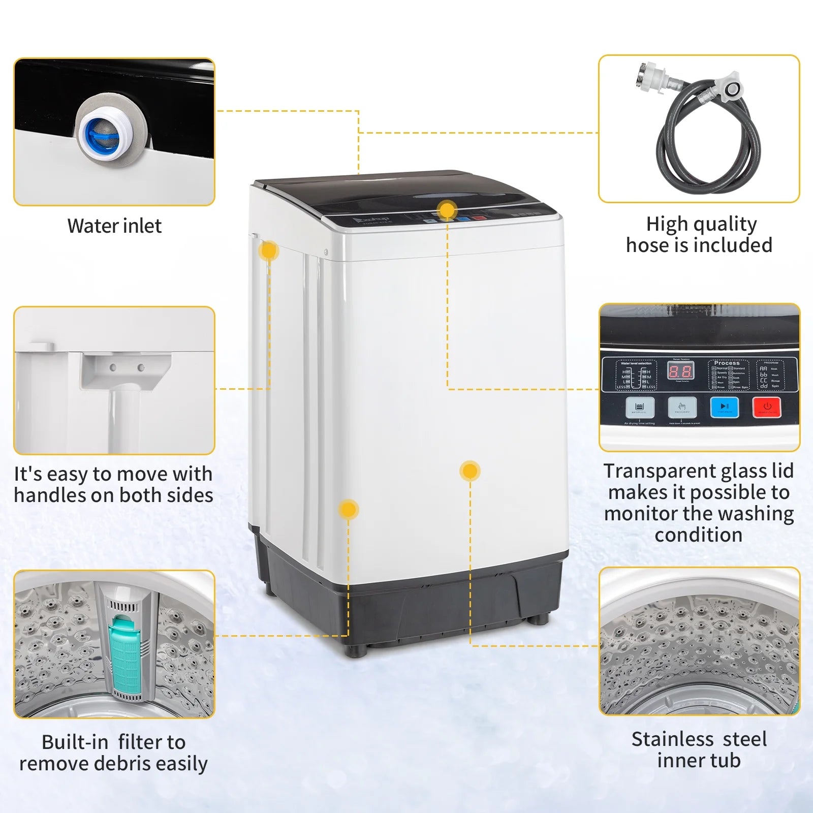 Portable Top Load Washing Machine with Drain Pump, 17.6 Lbs Capacity Y441616