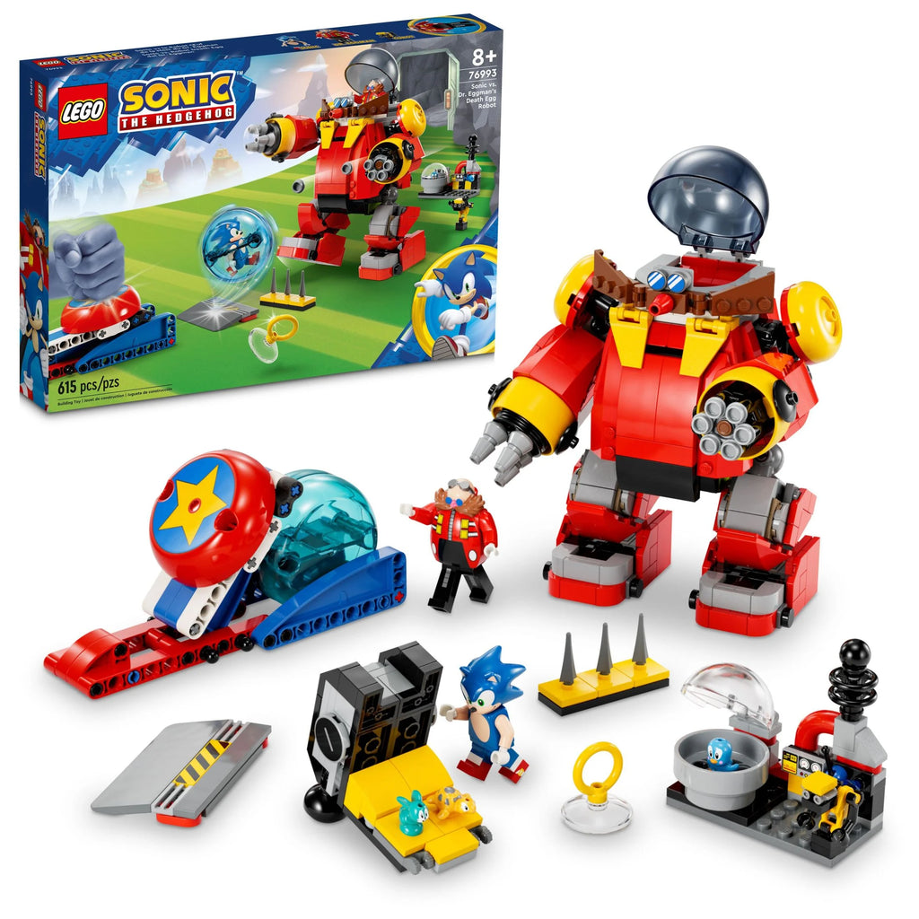 LEGO Sonic the Hedgehog Sonic vs. Dr. Eggman's Death Egg Robot 76993 Building Toy for Sonic Fans and 8 Year Old Gamers, Includes Speed Sphere and Launcher Plus 6 Sonic Figures for Creative Role Play