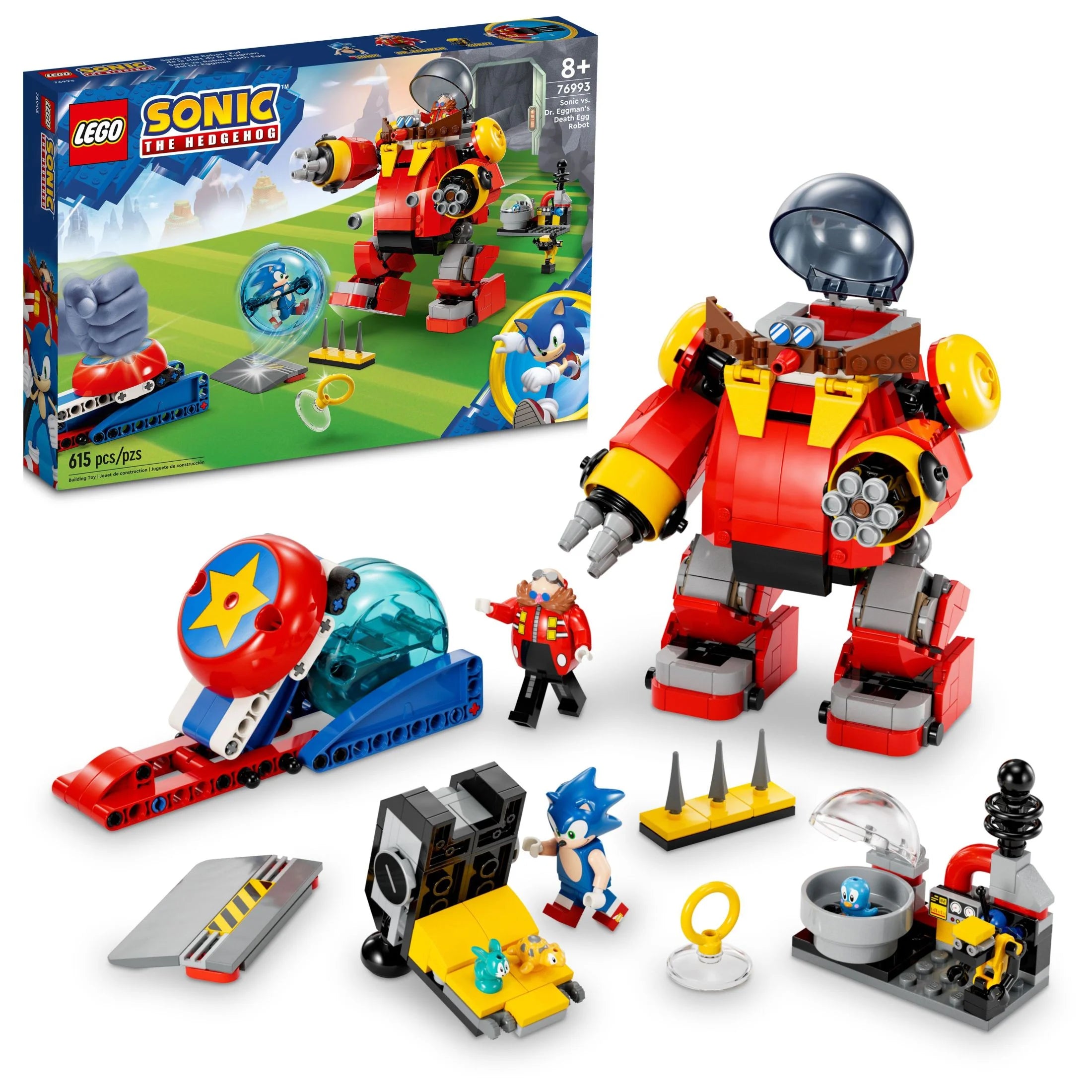 LEGO Sonic the Hedgehog Sonic vs. Dr. Eggman's Death Egg Robot 76993 Building Toy for Sonic Fans and 8 Year Old Gamers, Includes Speed Sphere and Launcher Plus 6 Sonic Figures for Creative Role Play