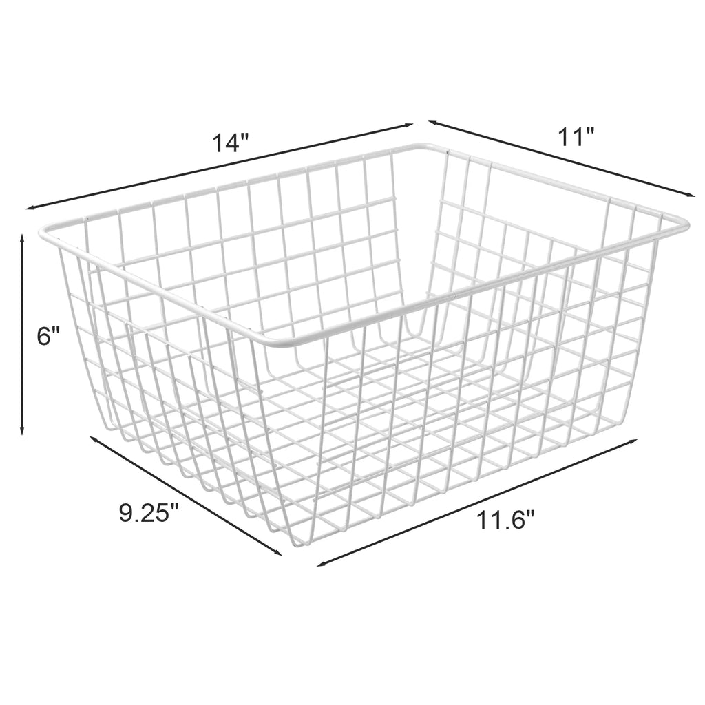 14" Upright Freezer Storage Baskets, White Wire Bins, Set of 4 A676925
