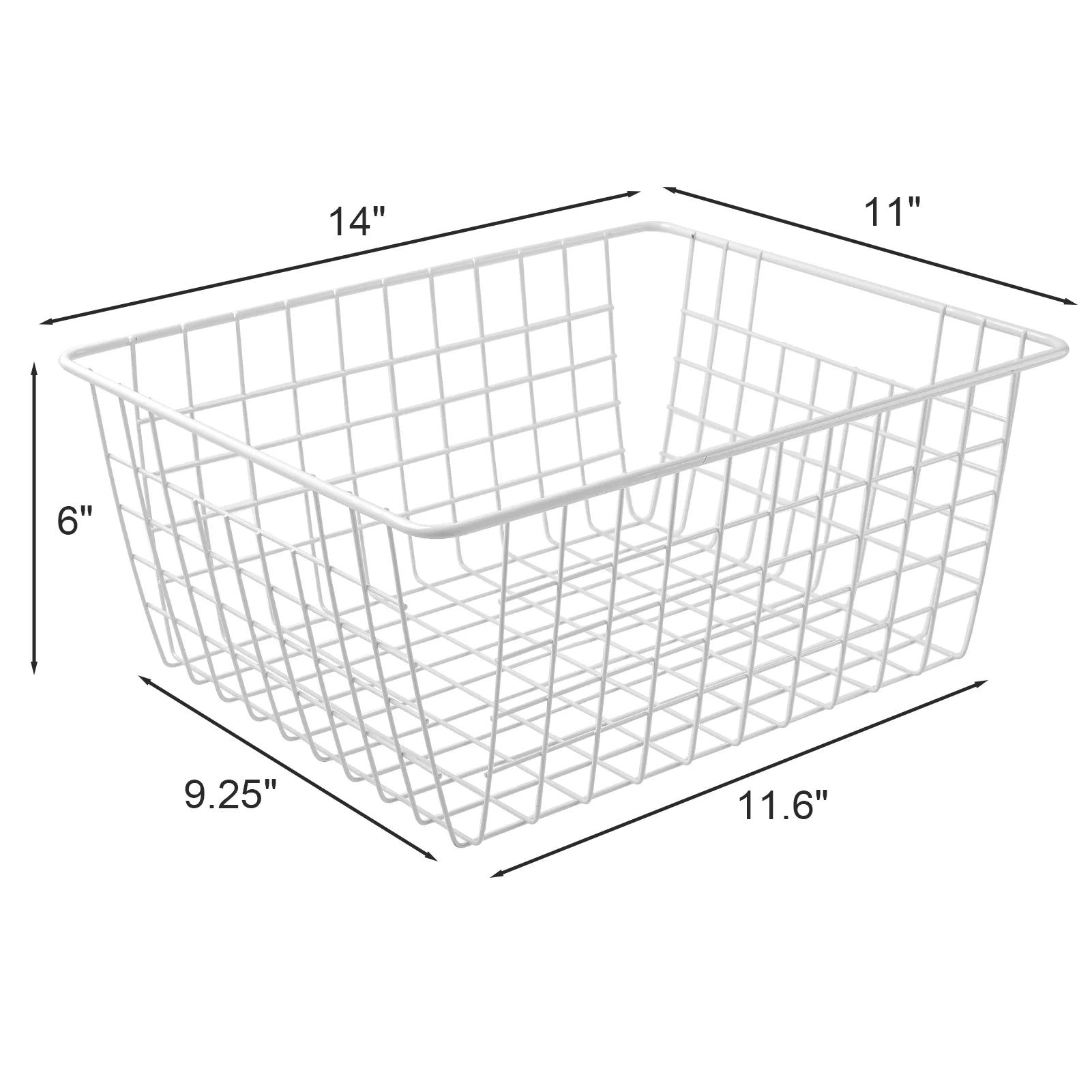 14" Upright Freezer Storage Baskets, White Wire Bins, Set of 4 A676925