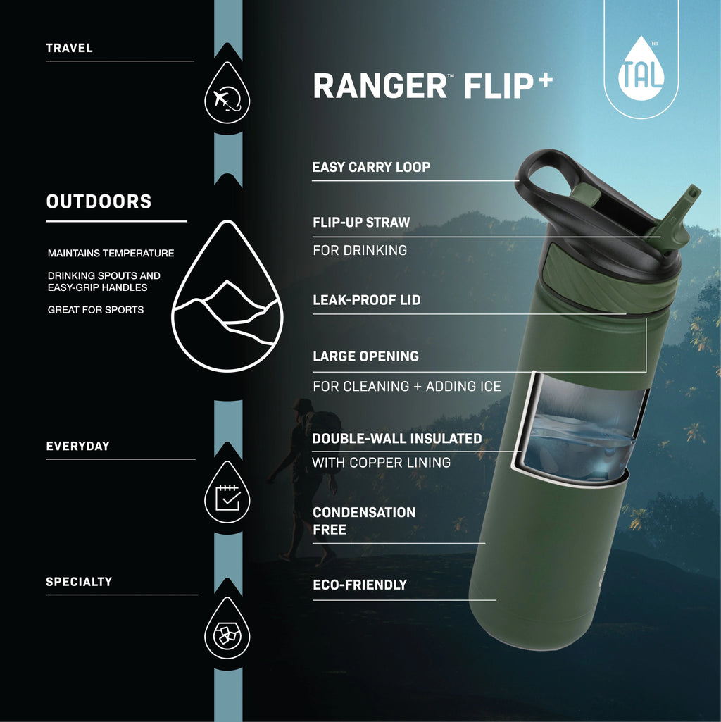 TAL Stainless Steel Ranger Water Bottle 26 oz, Black K660538