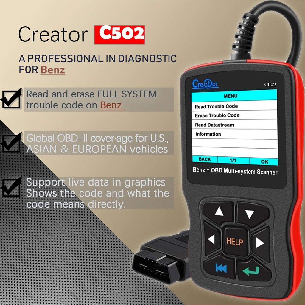 Creator C502 OBD2 Scanner for Mercedes Benz ABS SRS Transmission J56875