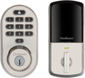 Kwikset 99380-001 Halo Wi-Fi Smart Lock, Satin Nickel & 98150-002 Avalon Exterior Handle Only with Tustin Right Left-Handed Levers in, Satin Nickel