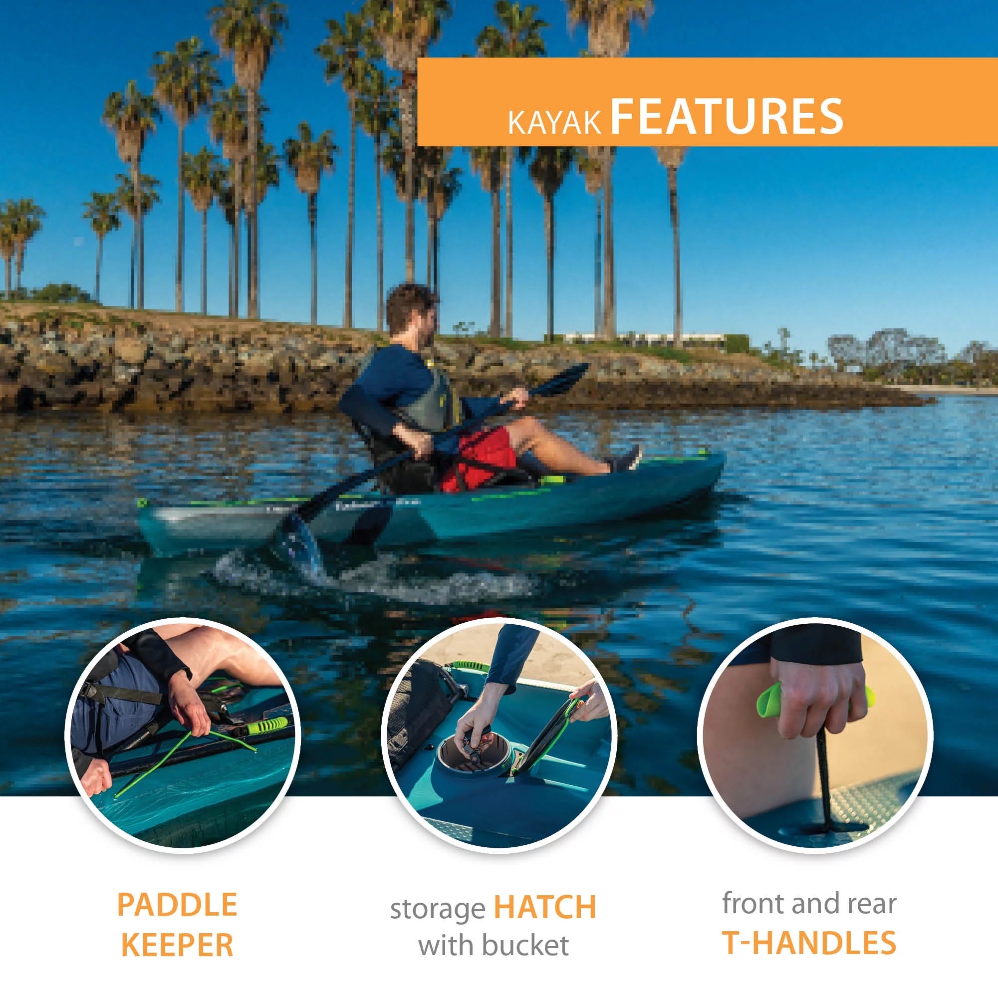 Lifetime Tahoma Pro 123 inch Sit-on-Top Kayak, Aurora Fusion Q557664