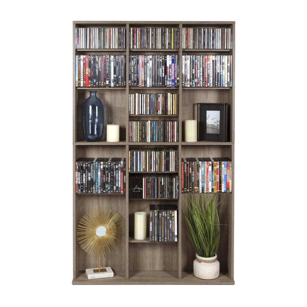 Atlantic Oskar Adjustable Wood Media Storage Bookcase, Espresso Q34005