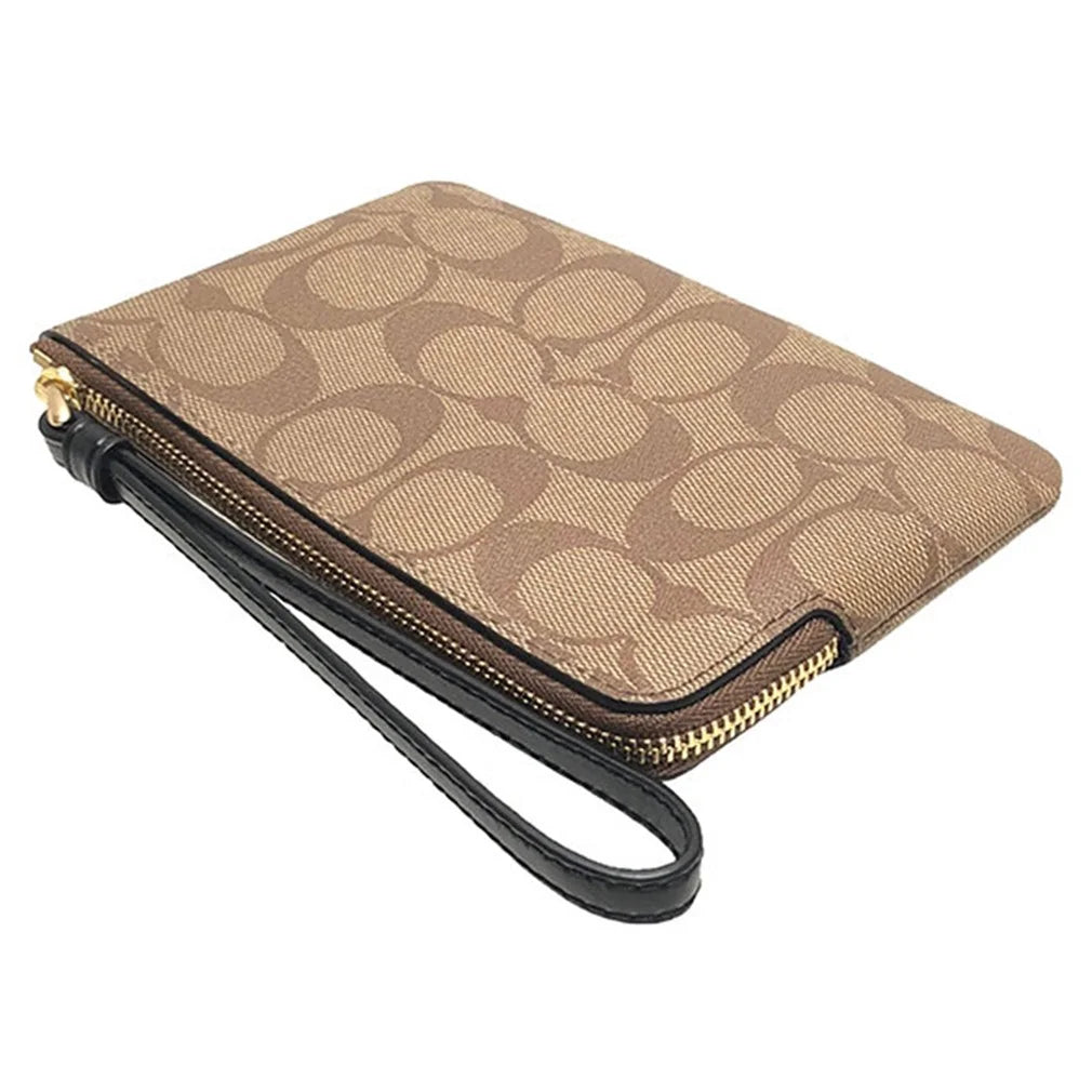 Coach Signature PVC Leather Corner Zip Wristlet Y887874