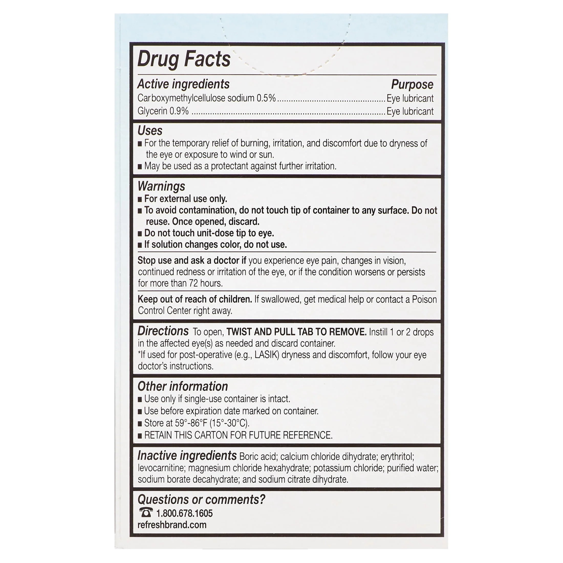 Refresh Optive Lubricant Eye Drops Preservative-Free, 0.4 ml, 60 Count Q788