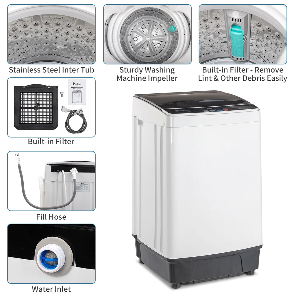 Portable Top Load Washing Machine with Drain Pump, 17.6 Lbs Capacity Y441616