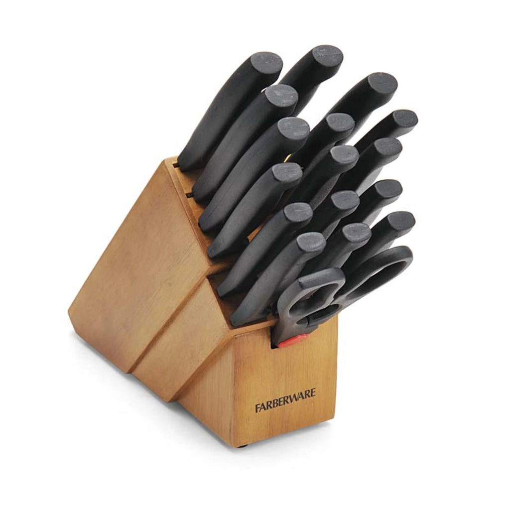 Farberware 18 Piece Stainless Steel Knife Set with Wood Block U718
