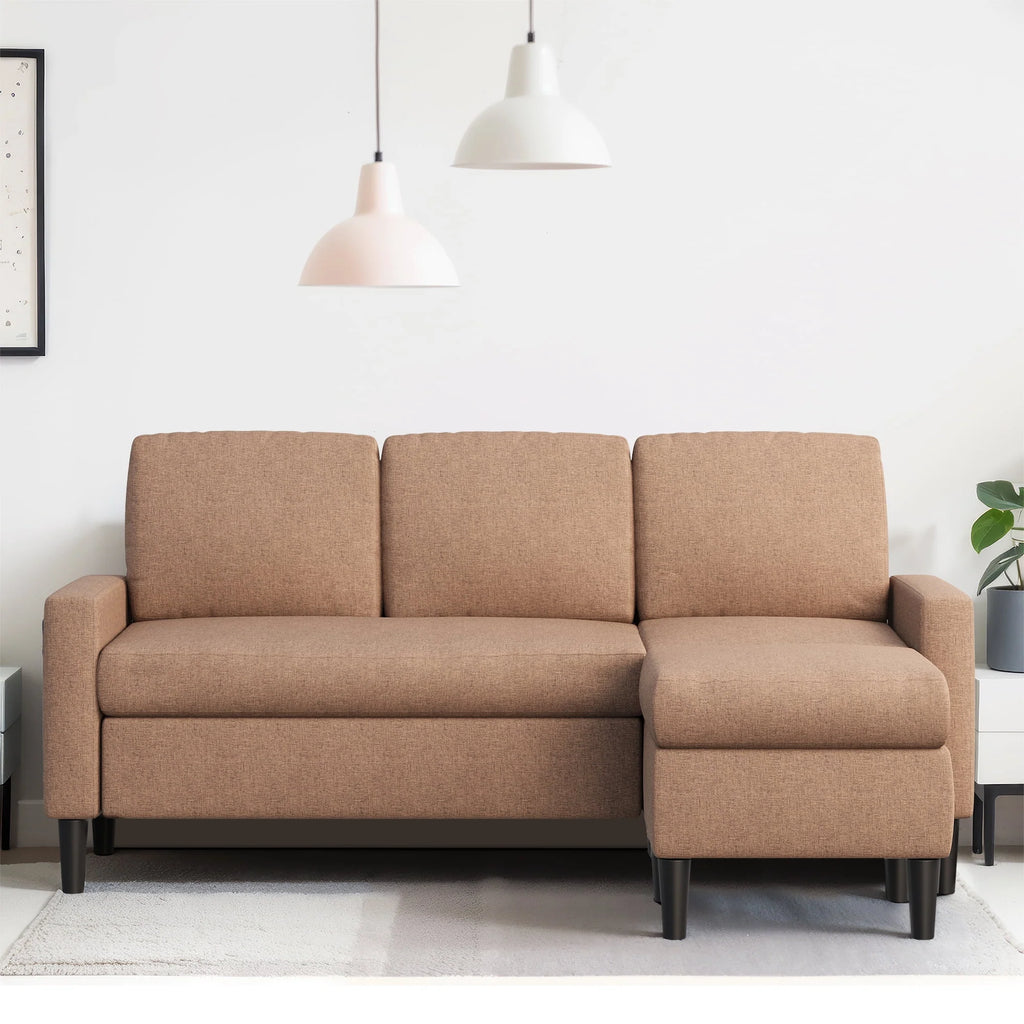 Walsunny Convertible Sectional Sofa Couch, L-Shaped with Reversible Chaise, Grayish Black A704