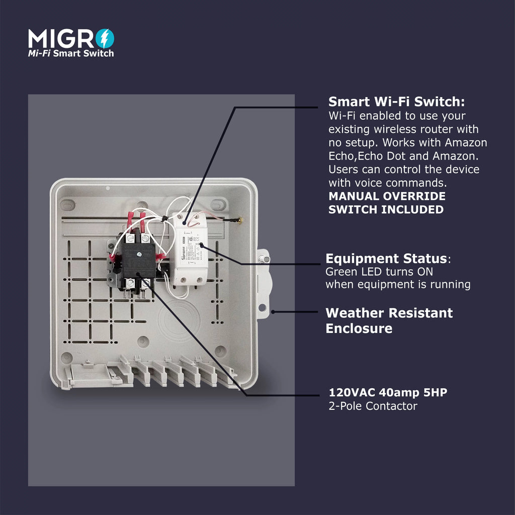 MIGRO Outdoor Smart Wi-Fi Outlet Box Heavy Duty Wireless Pump Control Timer Switch R311494