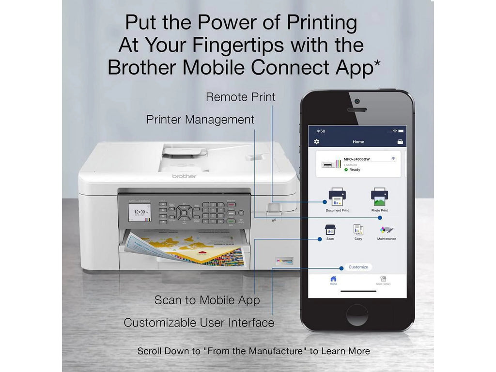Brother MFC-J4335DW All-in-One Color Inkjet Printer with Duplex and Wireless Printing N3754