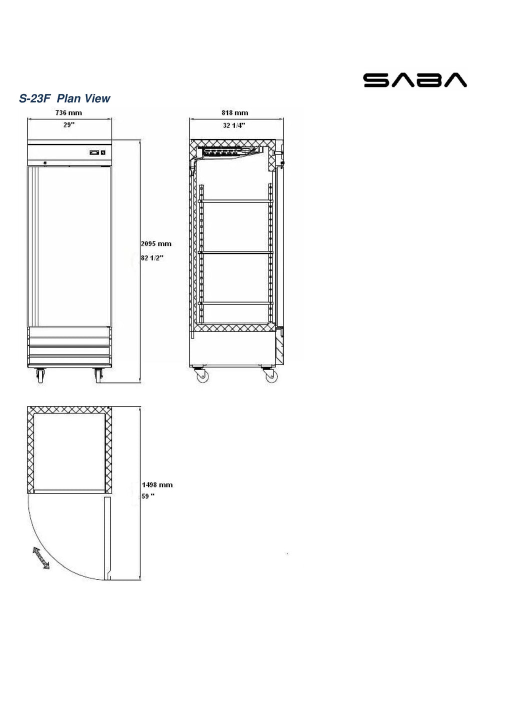 Commercial 23 cu ft Solid Door Stainless Steel Upright Reach-in Freezer A858