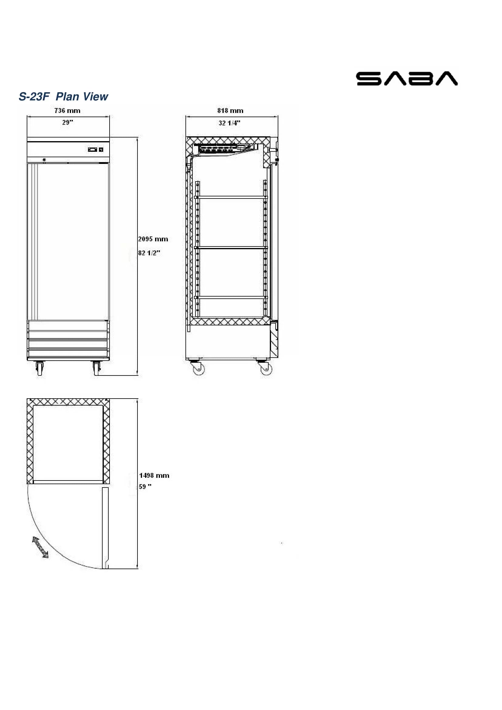 Commercial 23 cu ft Solid Door Stainless Steel Upright Reach-in Freezer A858
