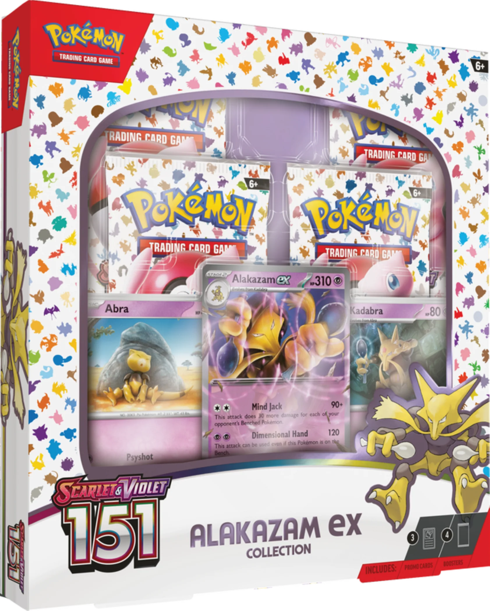 Pokemon TCG Scarlet & Violet 151 Alakazam Ex Collection - 4 Booster Packs J1638